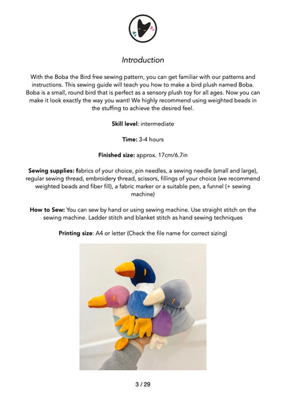 ILMAINEN! Boba the Bird Ompelukaava 17cm